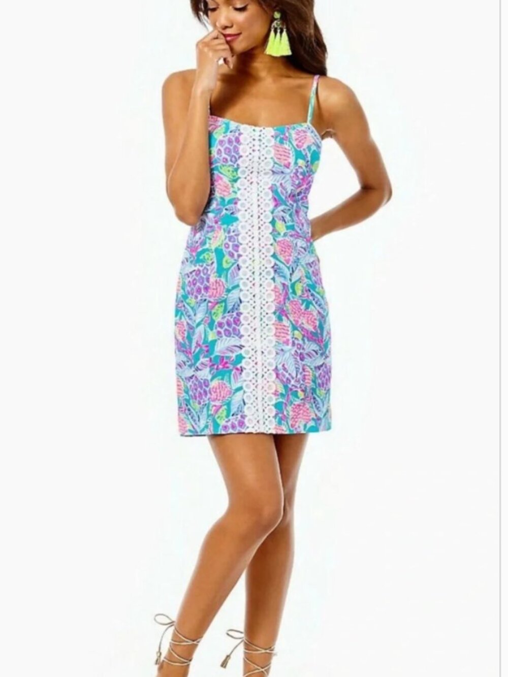 Lilly Pulitzer Teal & Hot Pink Floral Sundress Size 16
